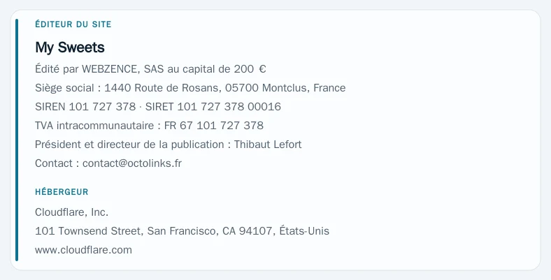 Coordonnées légales de l&rsquo;éditeur et de l&rsquo;hébergeur du site